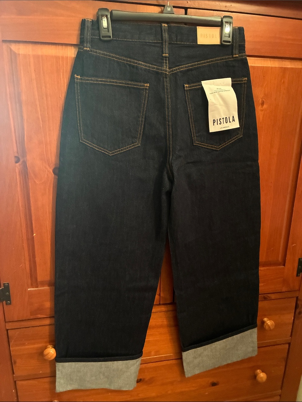 Pistola Ryder Dark Indigo Wide Leg Cuffed Jeans - Picture 2 of 5